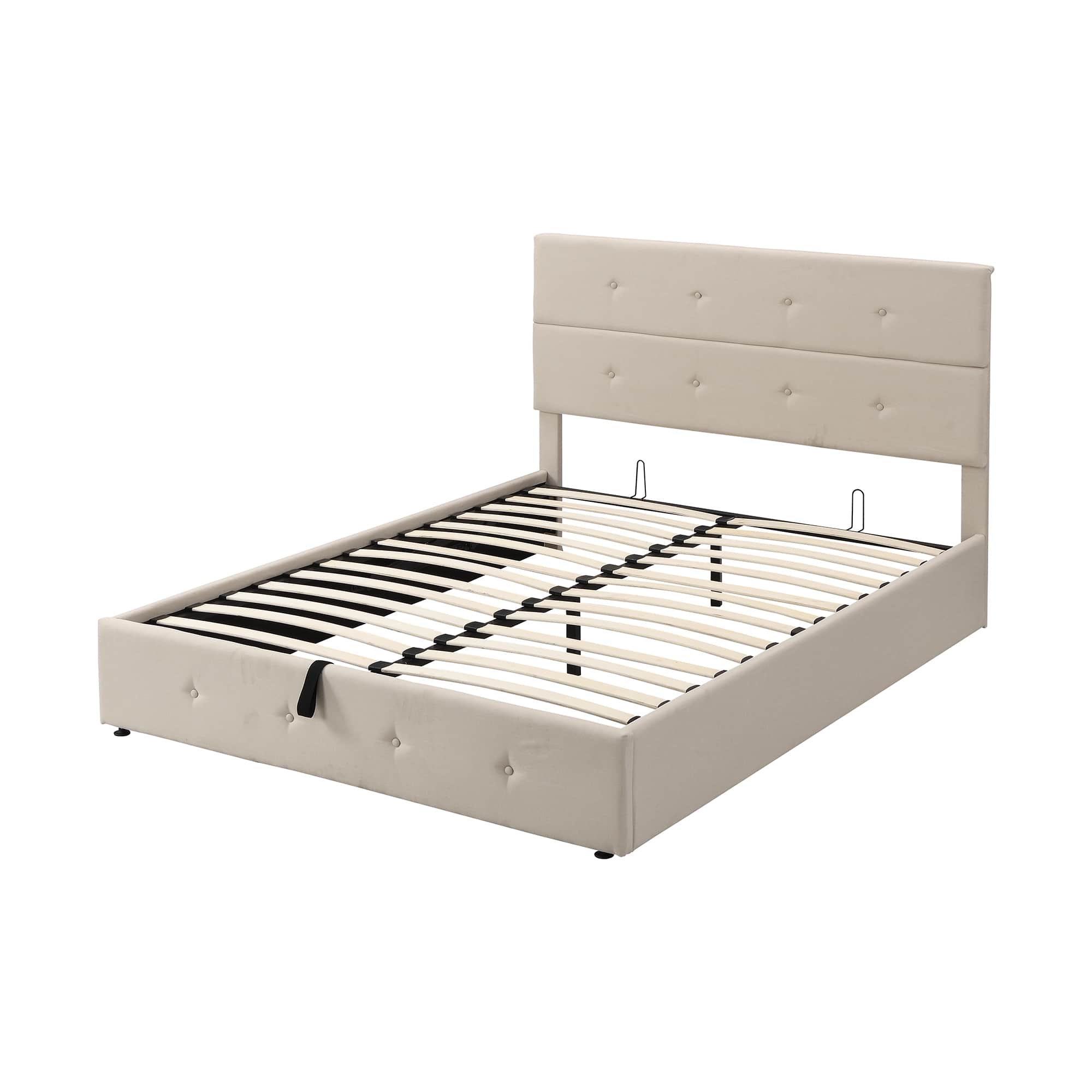 Simple and Elegant Upholstered Platform Bed with Underneath Storage ...
