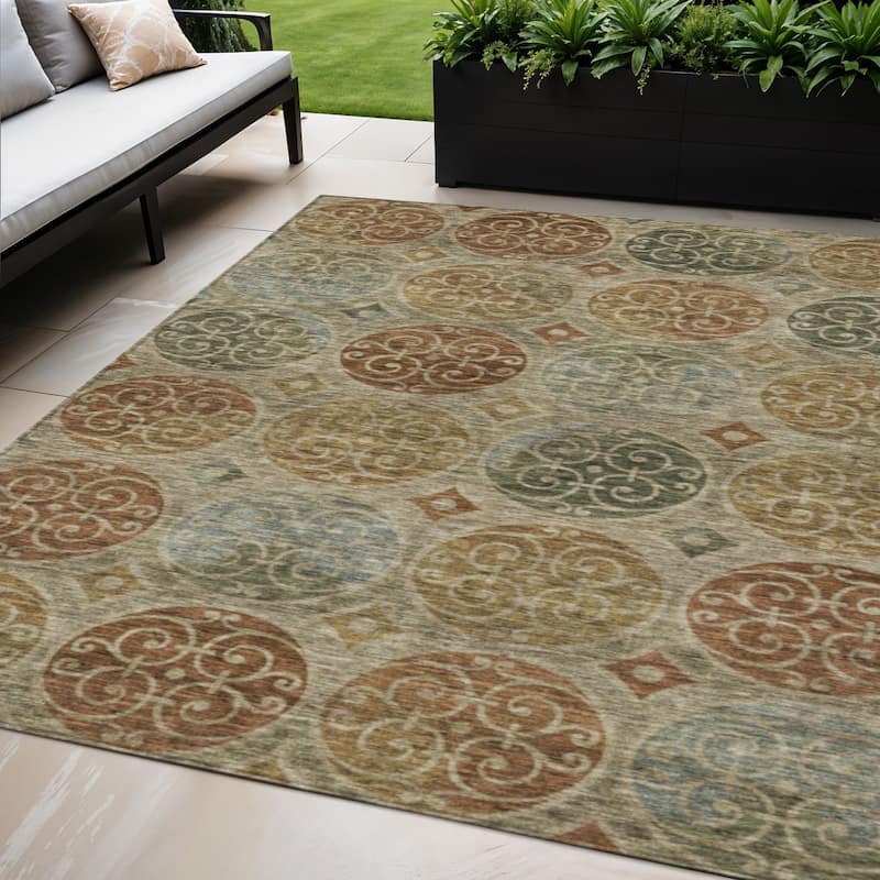 HomeRoots Trellis Transitional Rectangle Outdoor Rug - 5' X 8'