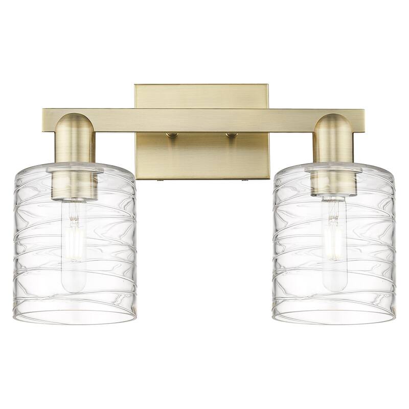 Innovations Lighting 716-2W-11-16 Cobbleskill Vanity Cobbleskill 2 - Antique Brass / Deco Swirl