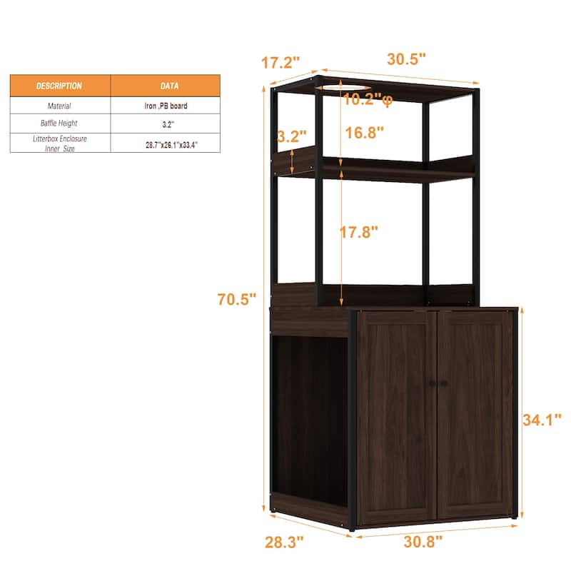 Modern Multipurpose Cat Litter Box Furniture Cabinet,2 Wood Frame.