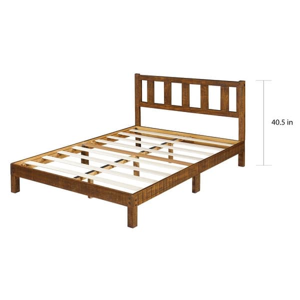 Sleeplanner 14 Inch Solid Wood Platform Bed Frame with Headboard Bed