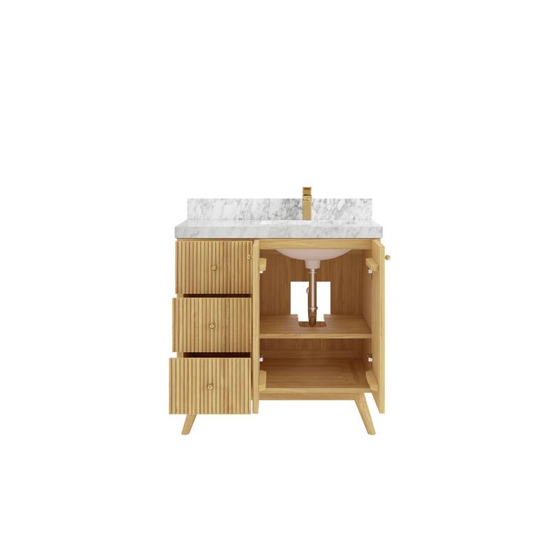 Willow Collections 36 in. W x 22 in. D Pasadena Solid Te Right Offset Sink Bathroom Vanity with Countertop