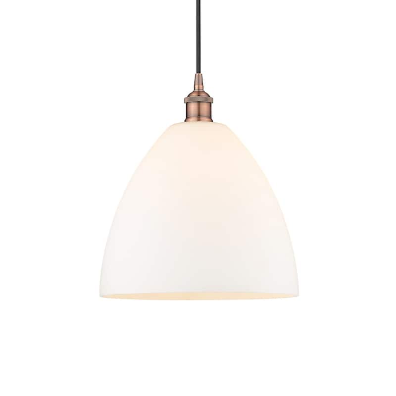 Innovations Lighting 616-1P-14-12 Edison Dome Pendant Edison Dome 12" - Antique Copper / Matte White