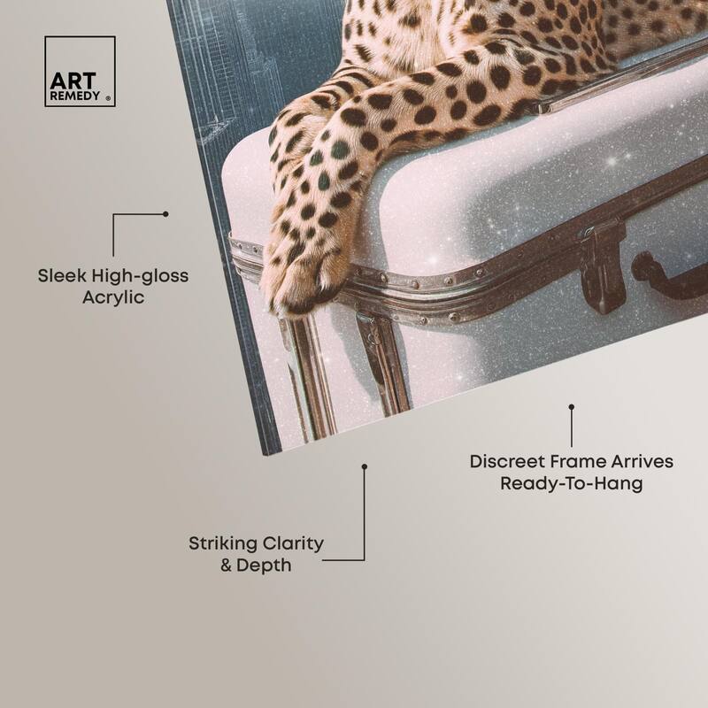 Cheetah Luggage NYC Acrylic by Art Remedy, Ready to Hang