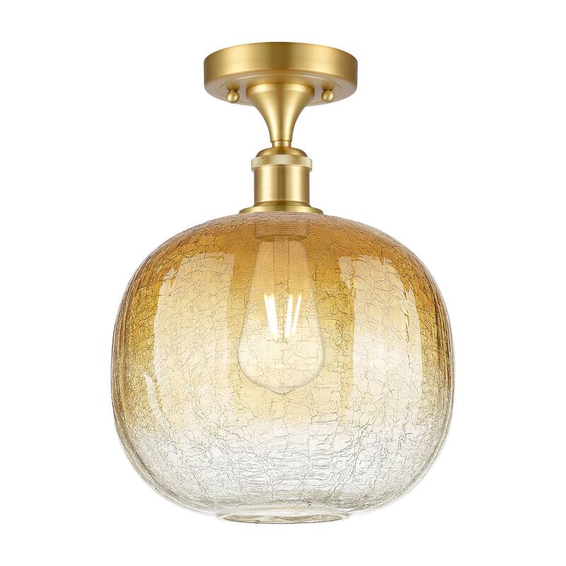 Innovations Lighting Endless Possibilities Ballston - Brookhaven Sphere - 1 Light 11" Semi-Flush Mount - Satin Gold/Amber