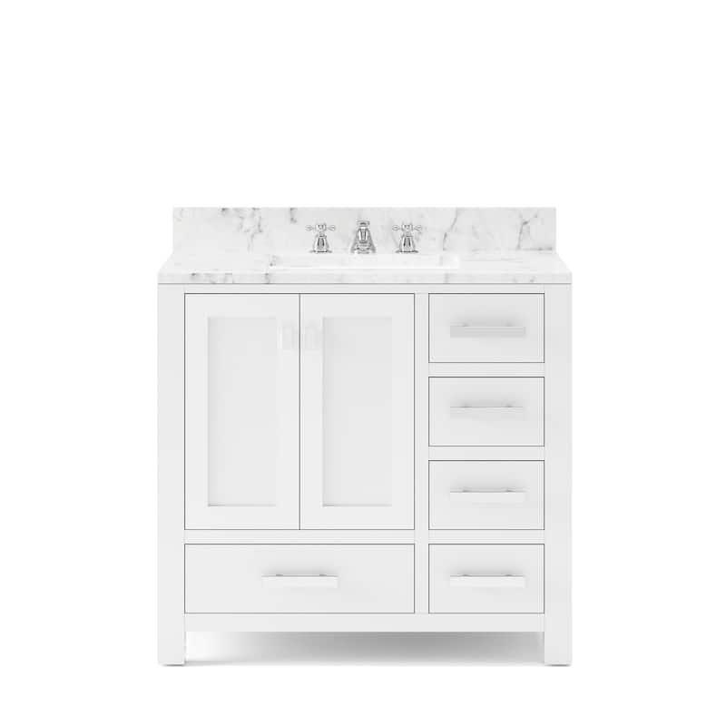 36 Inch Wide Pure White Single Sink Bathroom Vanity From The Madison Collection