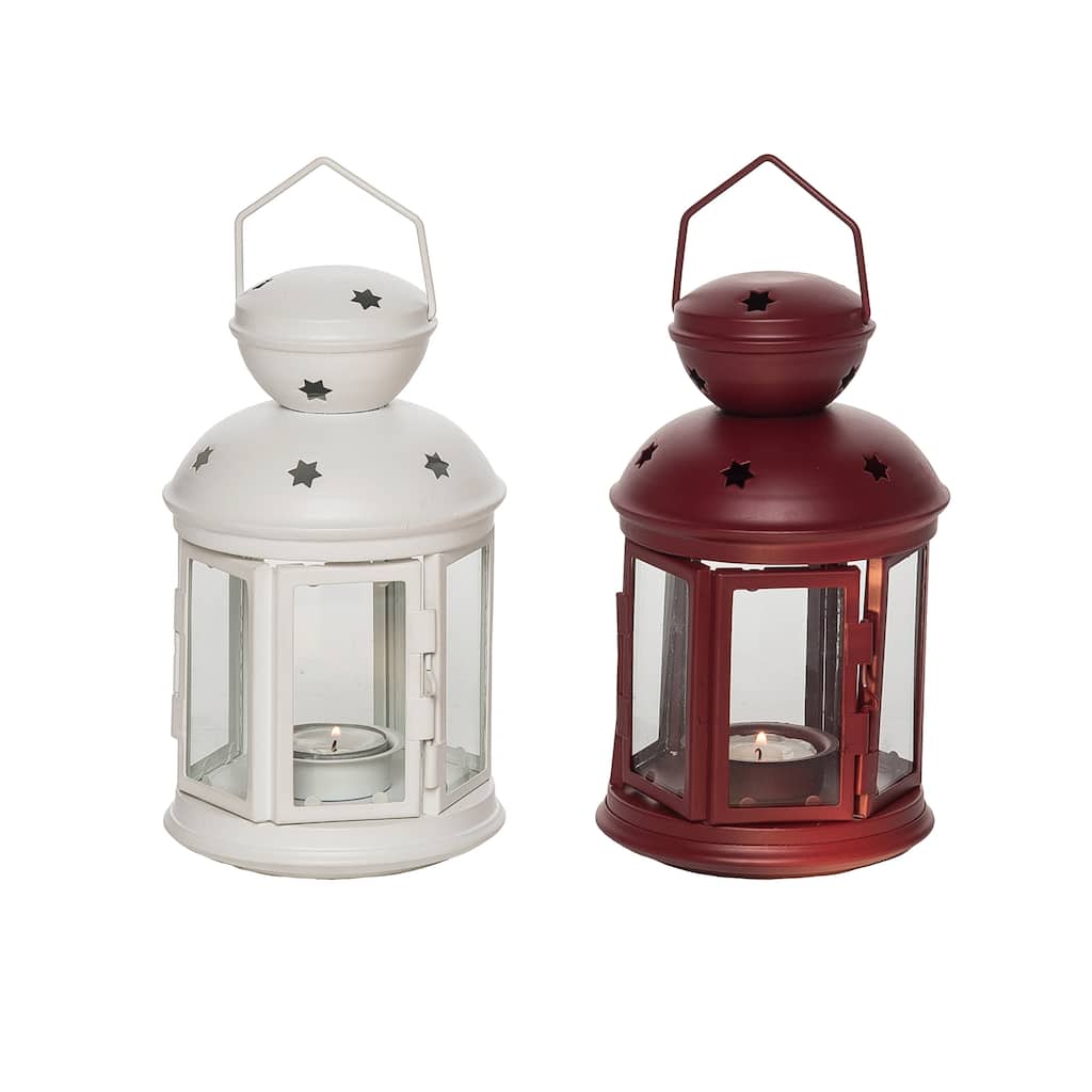 Transpac Metal Rustic Christmas Lantern Set of 2 Christmas Home Decorations