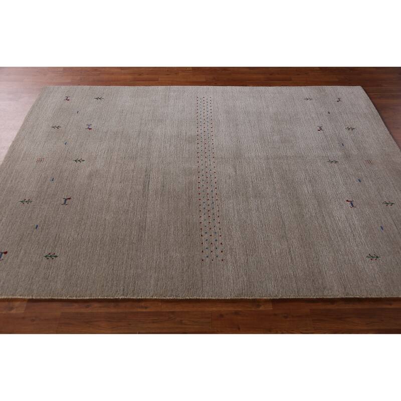 Modern Tribal Gabbeh Indian Area Rug Handmade Grey Wool Carpet - 5'3" x 7'7"