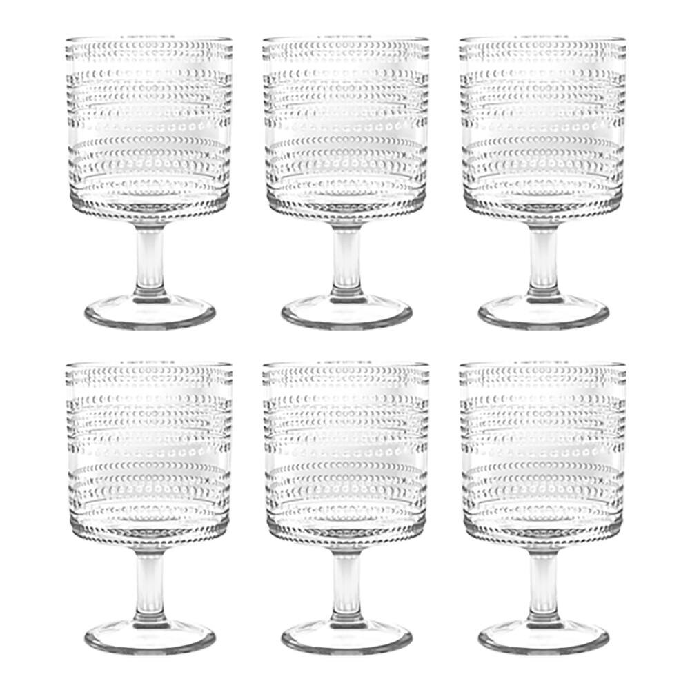 Abode Homewares Beaded Acrylic Stacking Wine Glass -14.8 oz - Set of 6