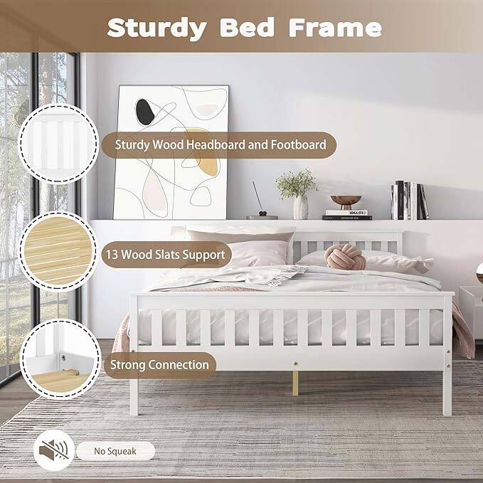 Twin Wooden Platform Bed with Corner