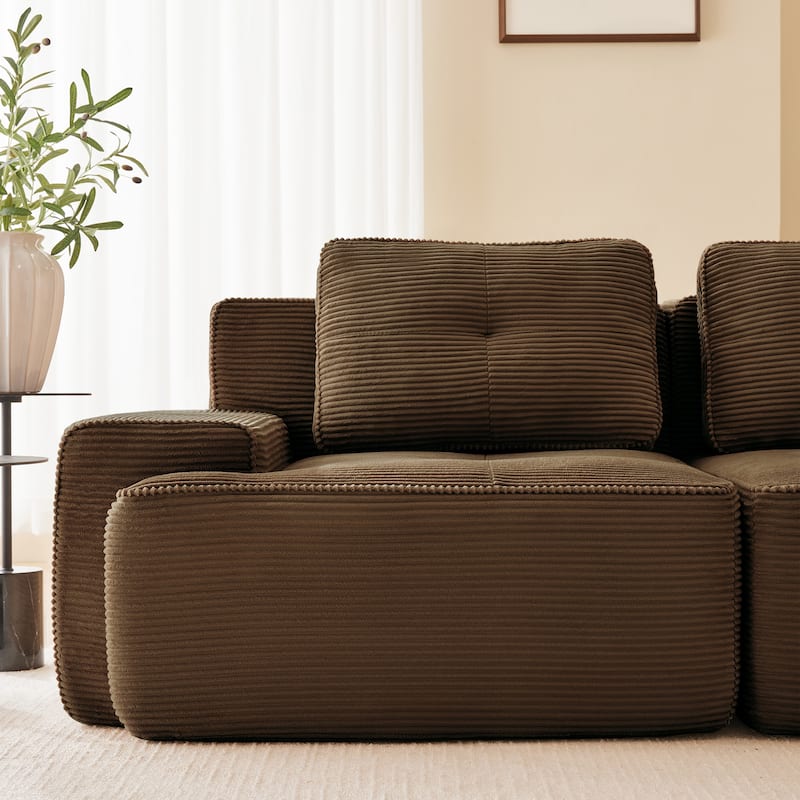 Modern U-Shaped Corduroy Sectional Sofa Couch with Removable Ottoman