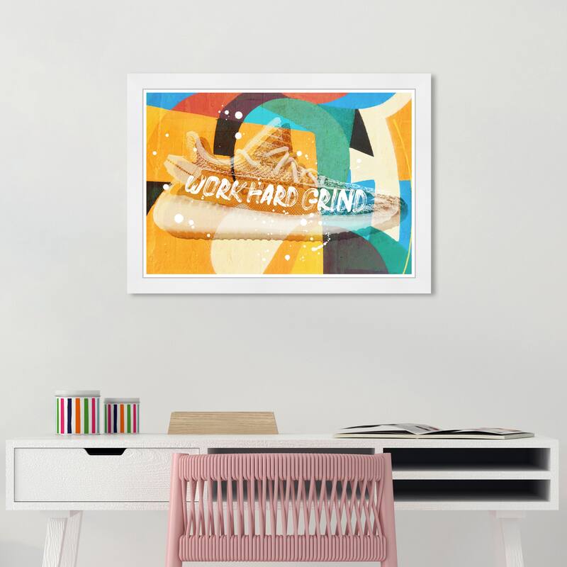 Wynwood Studio Prints Fashion and Glam Bright Work Sneaker Yellow and Dark Yellow Modern & Contemporary Wall Art Canvas Print - White