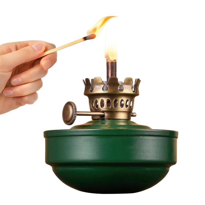 Kings County Tools Oil Lamp with Naval-Style Body and Brass Accents, Green