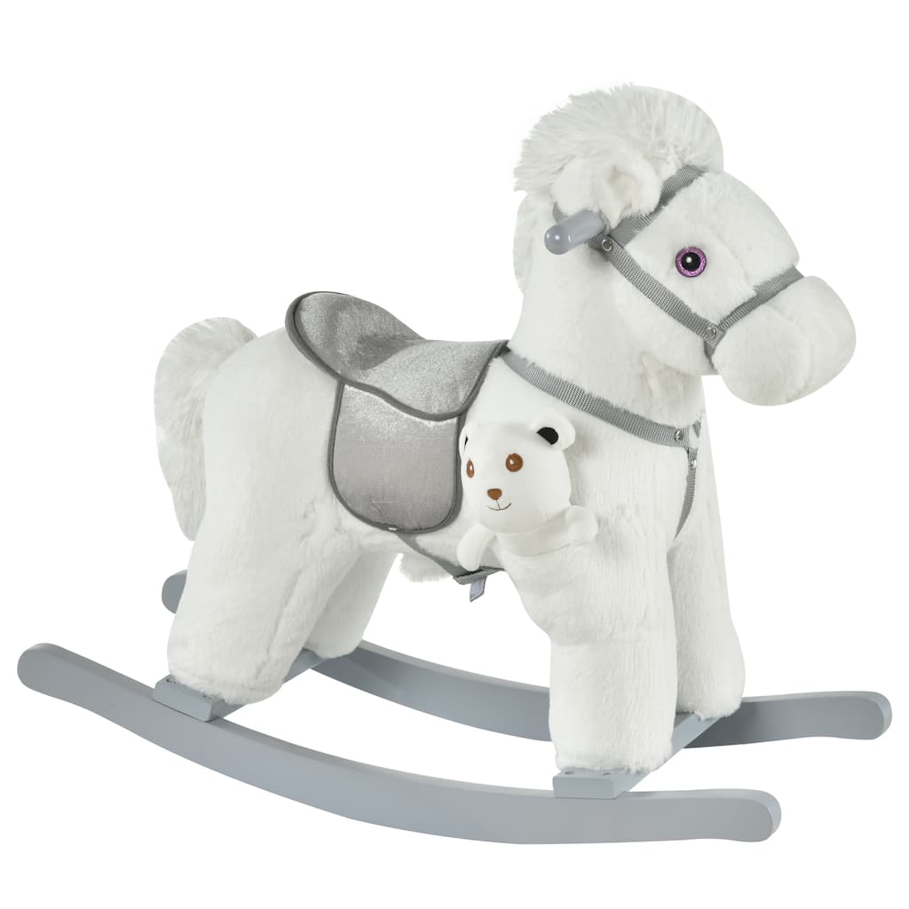 Plush Rocking Horse for Toddlers with Authentic Sounds, Soft Body, Lightweight Metal Frame, 66 lbs Capacity