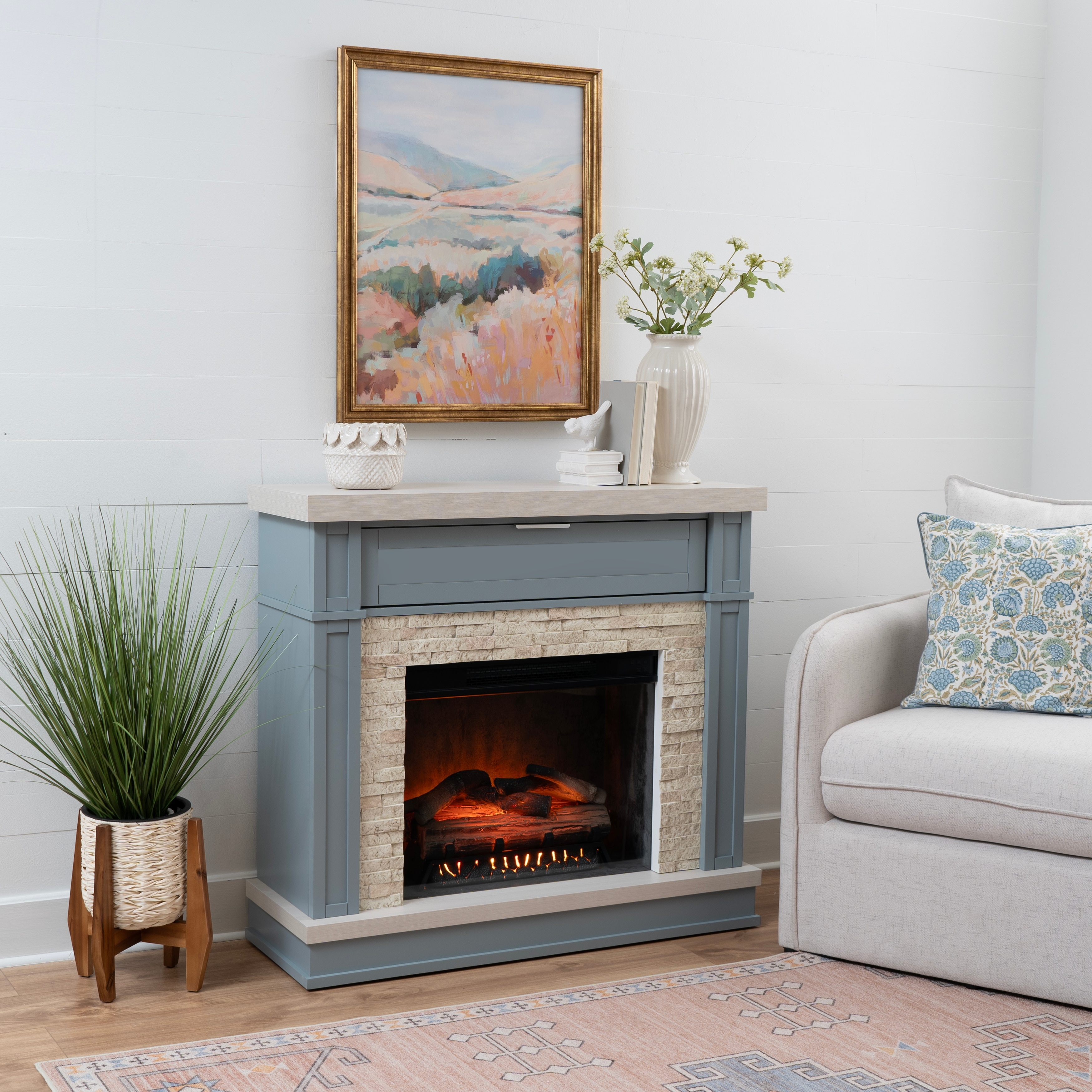 Linon Ephersyn Electric Fireplace with Flame Effect