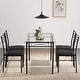 preview thumbnail 21 of 69, VECELO Modern 3/5-piece Dining Set Tempered Glass Top and Wood Top, Steel Dining Table and Chair Set of 2/4