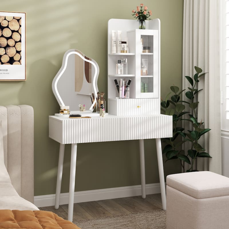 Vanity Desk with Mirror and Lights, Makeup Vanity Mirror with Lights,Dressing Table with 3 Drawers