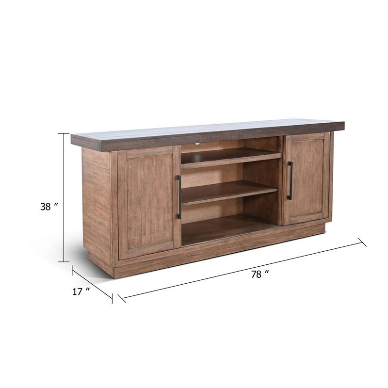 Ceny TV Media Entertainment Console, 78 Inch, 2 Cabinet Doors, Brown