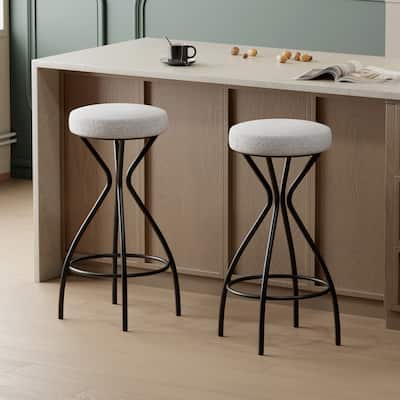 29'' Floral Print Counter Height Bar Stool with Footrest Set of 2 Upholstered Round Bar stools for Kitchen & Dining Room