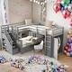 preview thumbnail 2 of 58, Twin-Twin over Full L-Shaped Bunk Bed With 3 Drawers,Desk,Wardrobe