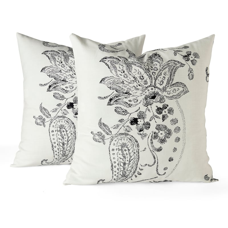 Exclusive Fabrics Printed Cotton Throw Pillow Covers 18 X 18 - Textured Decorative Pillow Covers (Set of 2)
