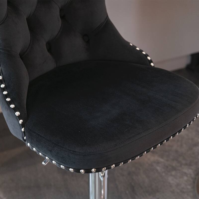 Modern Upholstered Bar Stools with Backs Comfortable Tufted for Home Pub and Kitchen Island,Set of 2
