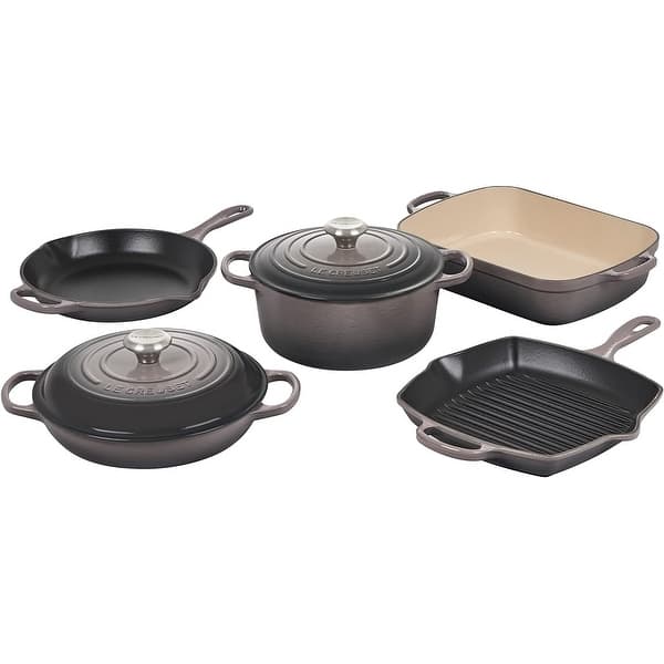 Le Creuset Signature Enameled Cast Iron Cookware Set, 7Piece, Oyster