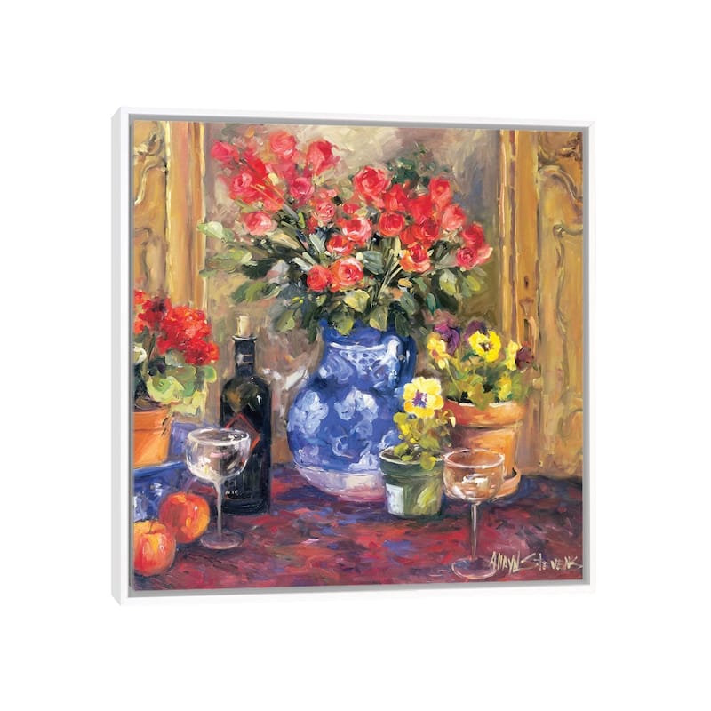 iCanvas "Red Flowers" by Allayn Stevens Framed Canvas Print - White - 26x26