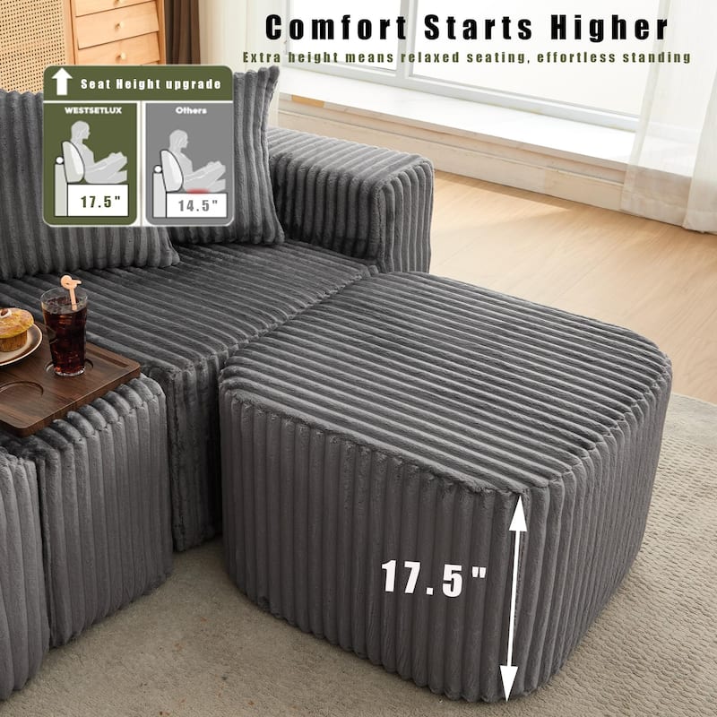 Boneless Modular Sofa with USB, Wireless Charging & Coffee Table Board