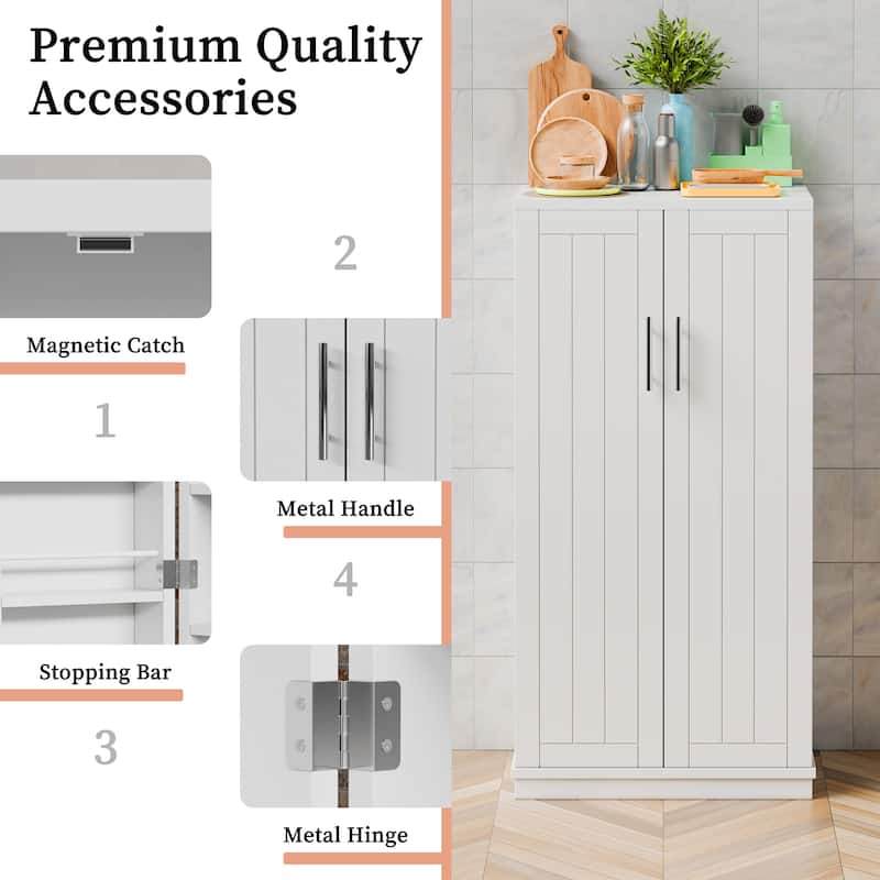 Futzca 47in Pantry Cabinet, Wooden Kitchen Storage Cabinets