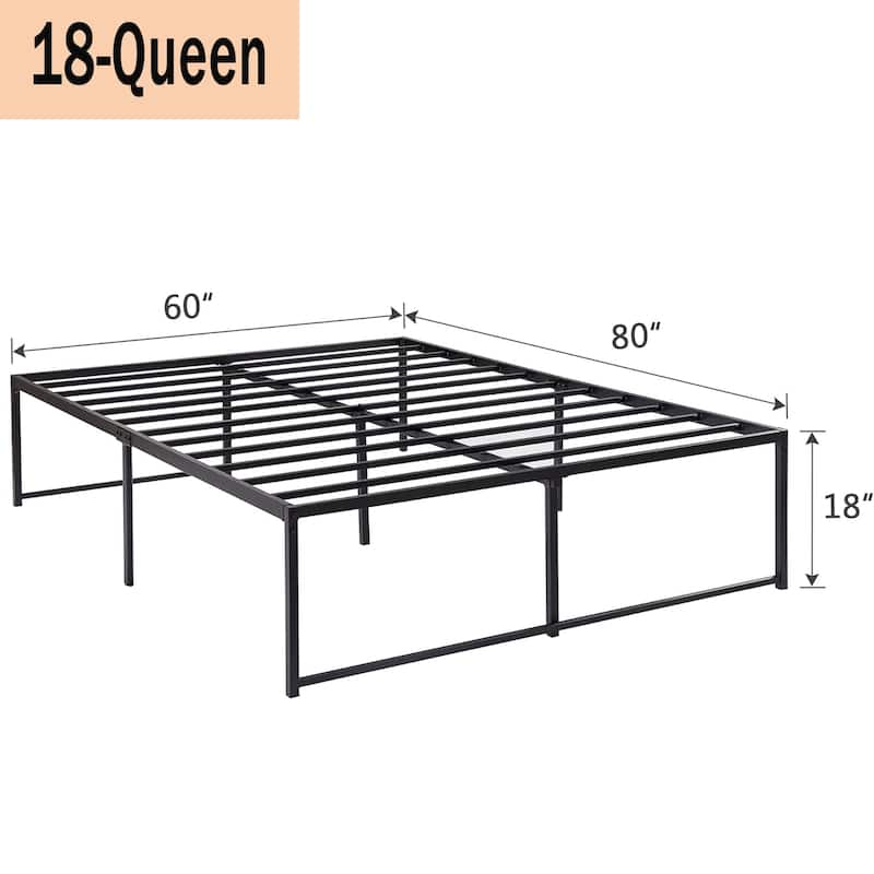 VECELO 14/16/18 inch Metal Platform Bed Frames Steel Slat,Mattress Foundation with Steel Slat Support/No Box Spring Needed