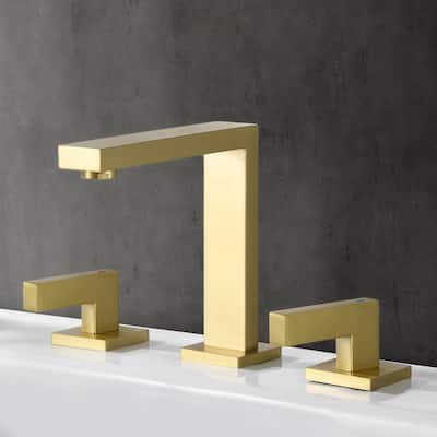2 Handle 8 Inch Solid Brass Widespread Bathroom Sink Faucet