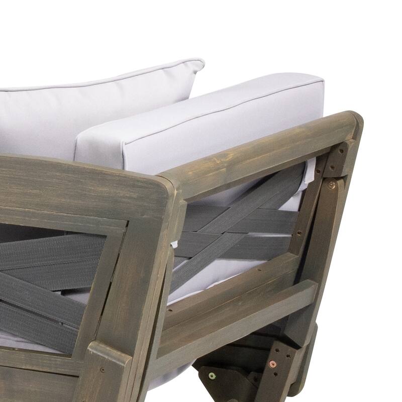 Expandable Daybed with Cushions, Outdoor Couch Acacia Wood Patio Couch with Adjustable Armrests