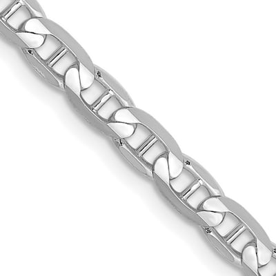 Curata 14k White Gold Solid Polished 3.75mm Concave Mariner Anchor Chain Bracelet