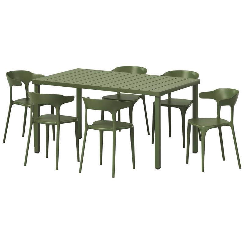 Frond and Form 6-Person Outdoor Rectangular Dining Set