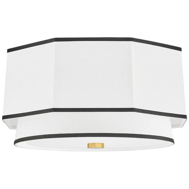 Hudson Valley Lighting Riverdale 2 Light 18" Wide Flush Mount Drum - Aged Brass