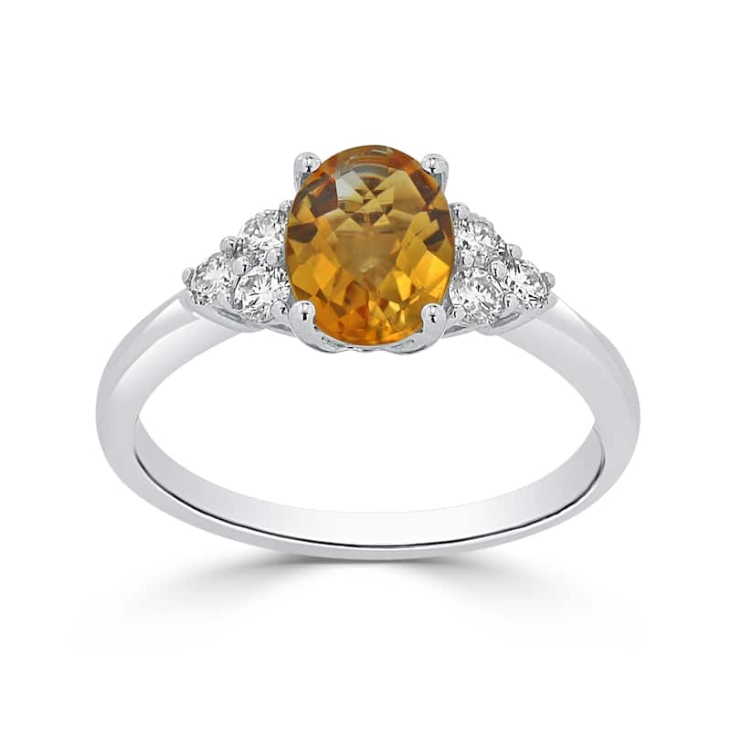 Auriya 1 1/10ct Oval Citrine and Diamond Engagement Ring 1/4ctw 14k Gold