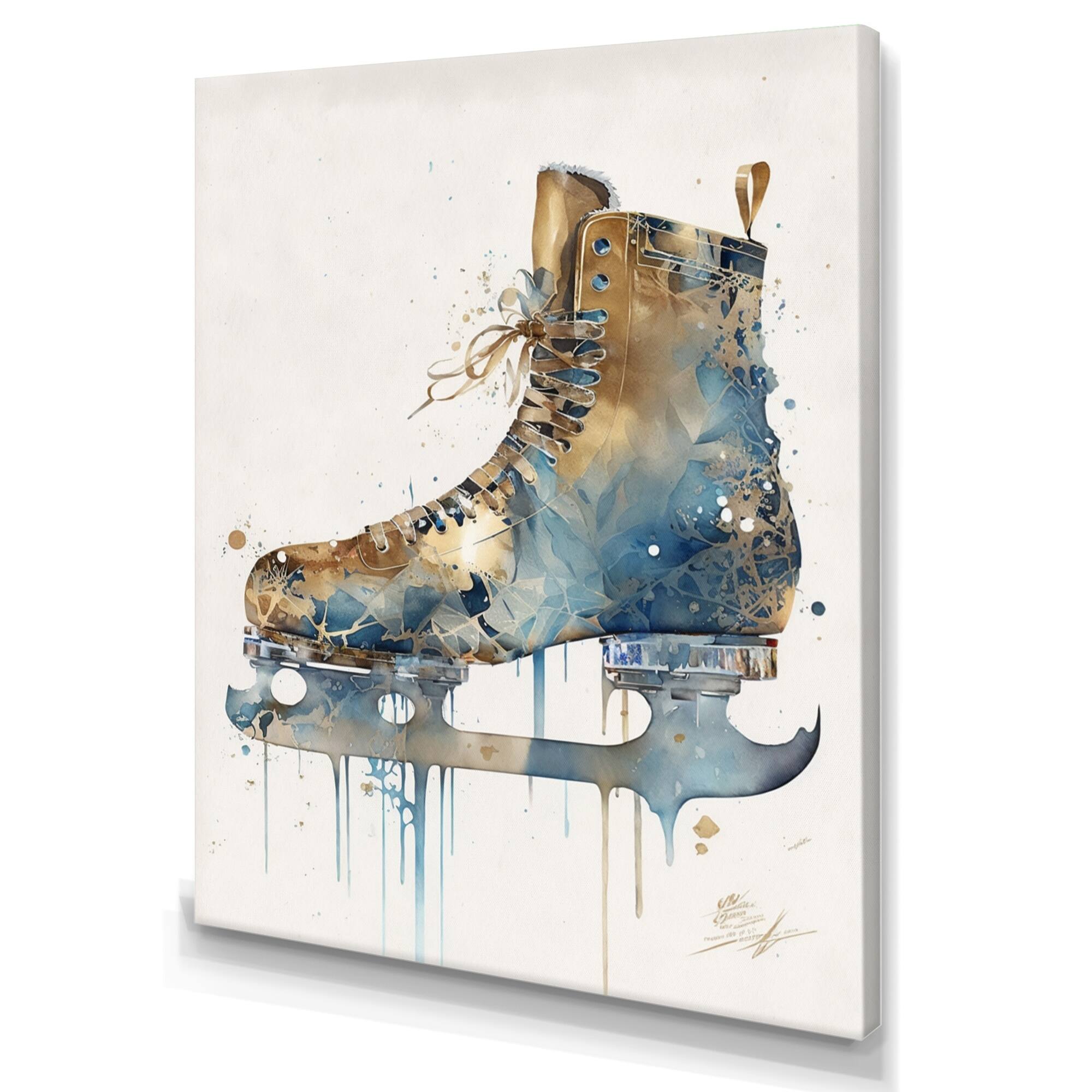 Designart 'Figure Skate II' Sport Hockey Canvas Wall Art Bed Bath