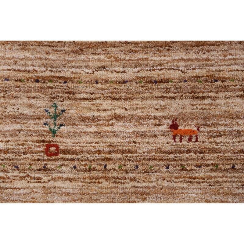 Hand Knotted Oriental 100% Wool Carpet Tribal Tribal Brown Gabbeh Area Rug - 9' 5'' X 8' 1''