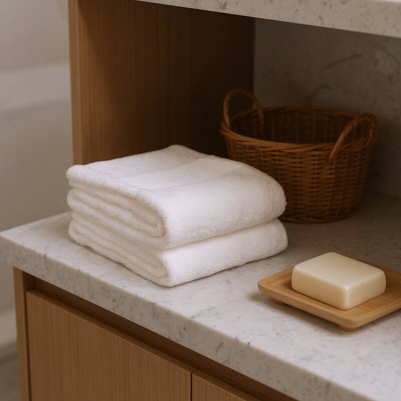 HomeRoots Set of Six Ivory Cotton Quick Dry Terry Cloth Towels - 72.00' X '36.00' X '1.00
