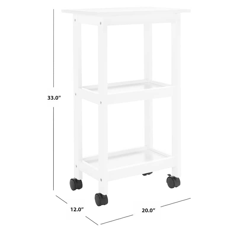 SAFAVIEH Bevin 2-Shelf Kitchen Bar Cart with Wheels - 20" W x 12" L x 33" H