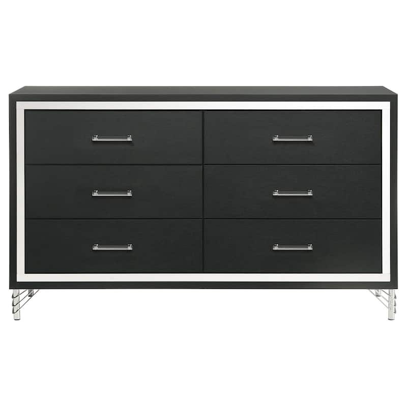 6-Drawer Black Dresser Cabinet with Smooth Glide Drawers, Sleek Contemporary Look, and Spacious Bedroom Storage