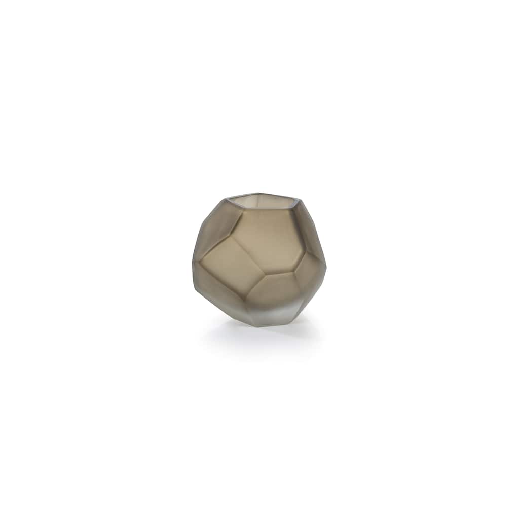 Kubo Faceted Frosted Taupe Vase