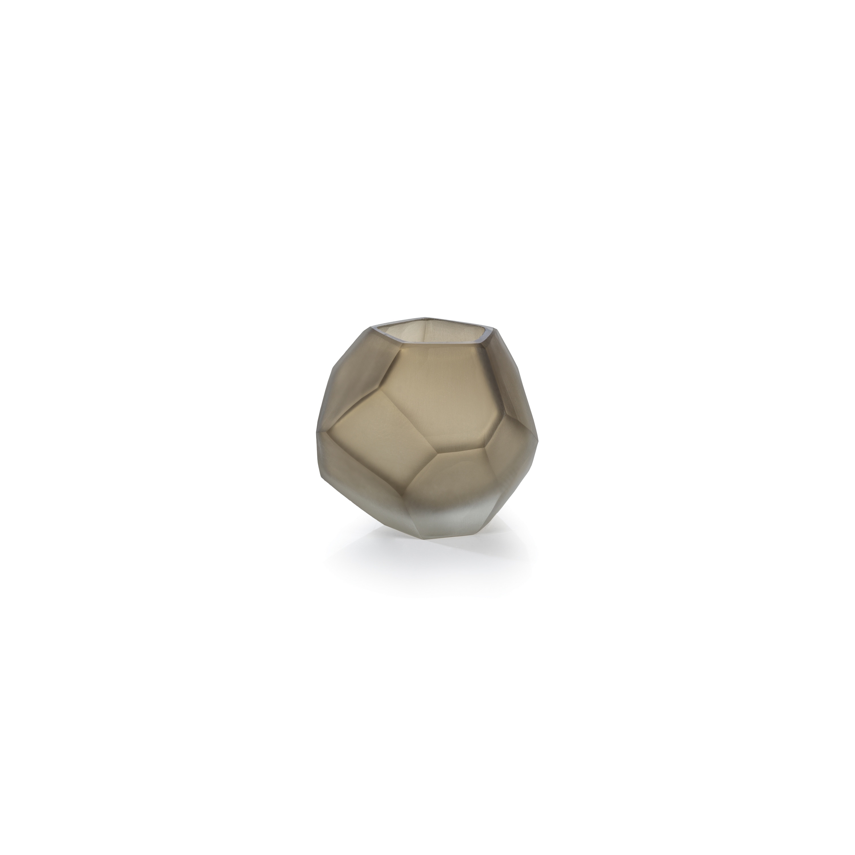 Kubo Faceted Frosted Taupe Vase