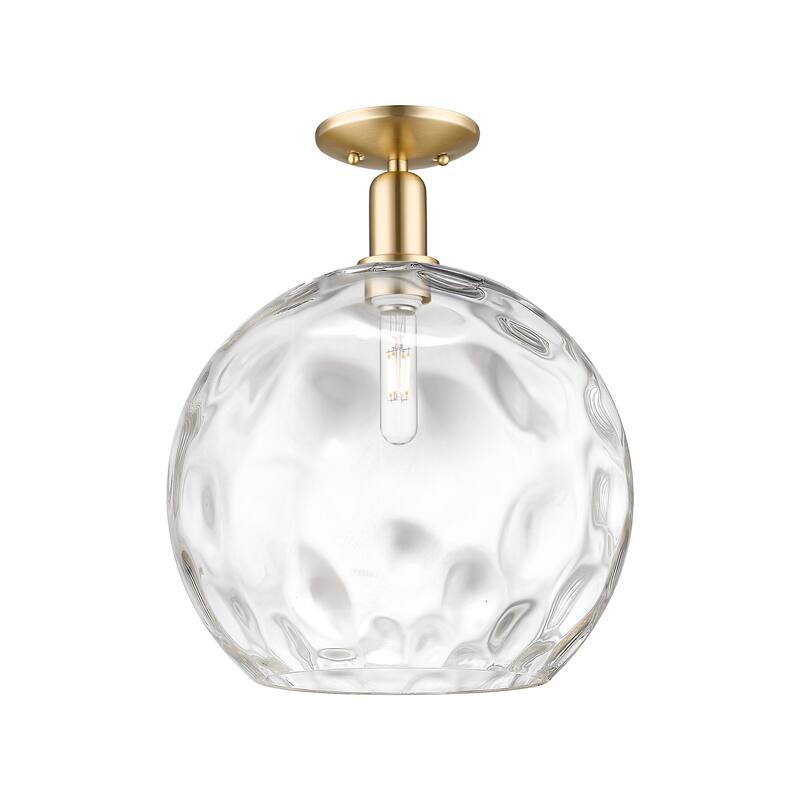 Innovations Lighting 716-1C-17-14 Athens Water Glass Semi-Flush Athens - Champagne Bronze / Clear Water Glass