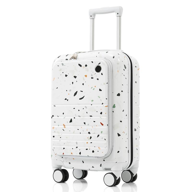 High Quality Front Opening Luggage Sets 3 Piece, ABS+PC Hard Carry on Suitcase with USB Port and Cup Holder & Spinner Wheels