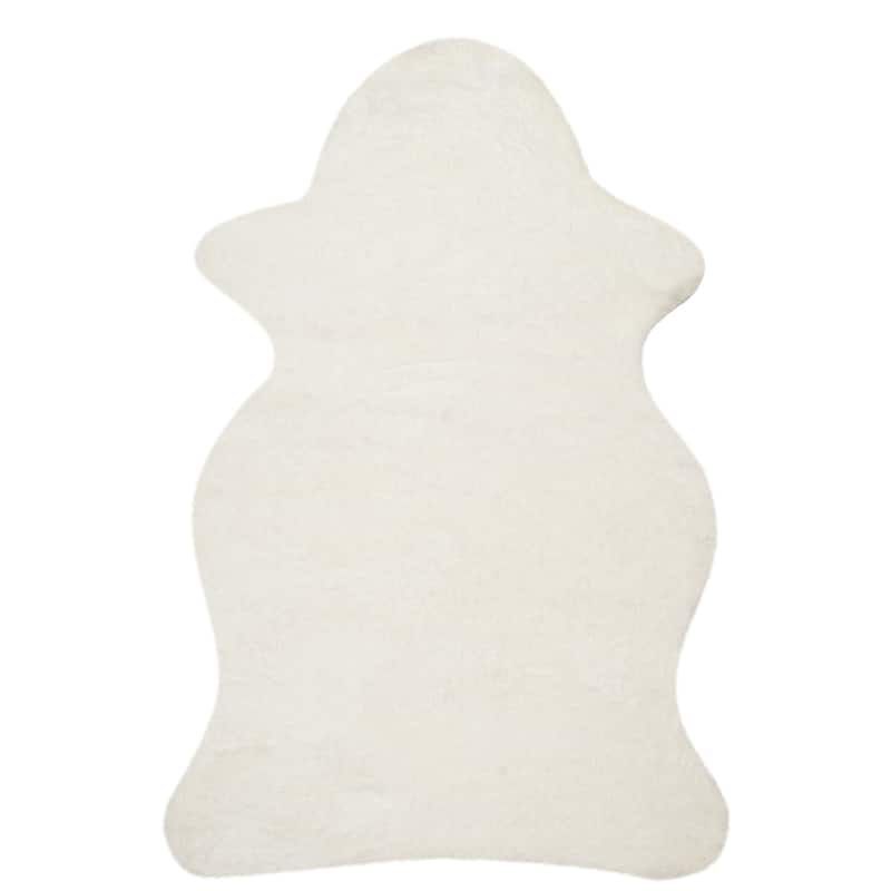 SAFAVIEH Handmade Vukosava Shag Guenevere 3-inch Extra Thick Rug - 4' x 6' Scallop - Ivory - Runner/Rectangle