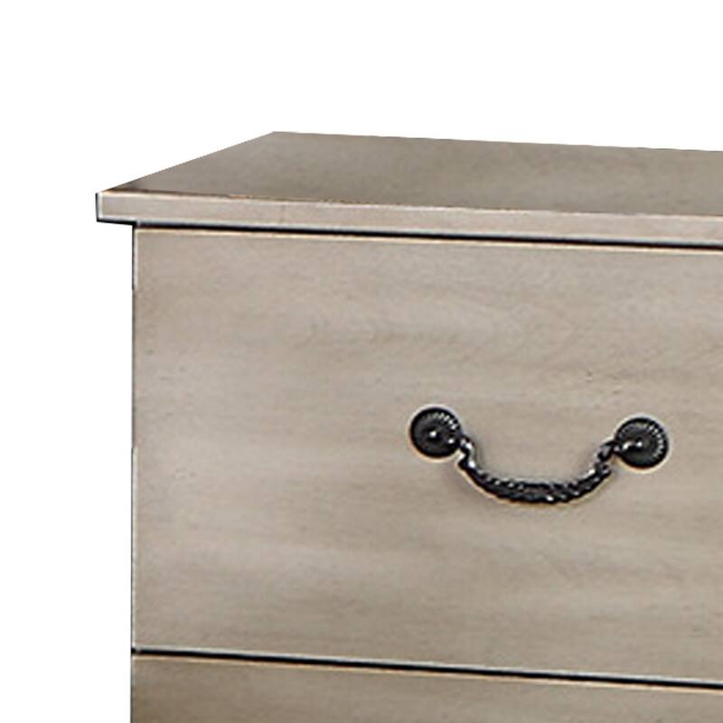 Bran 27 Inch Modern 2 Drawer Nightstand, Pine Wood, Grains, Light Brown