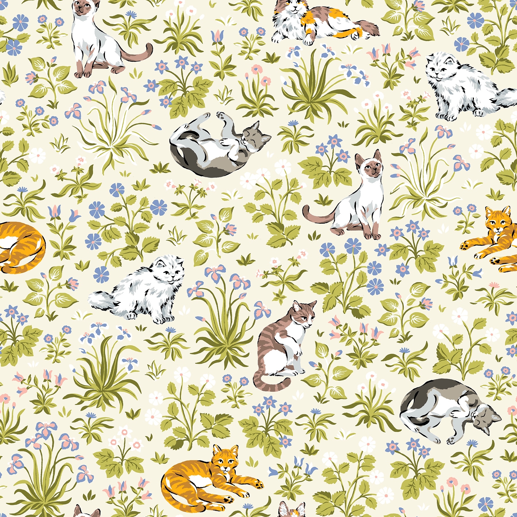Must Love Cats Linen Peel and Stick Wallpaper