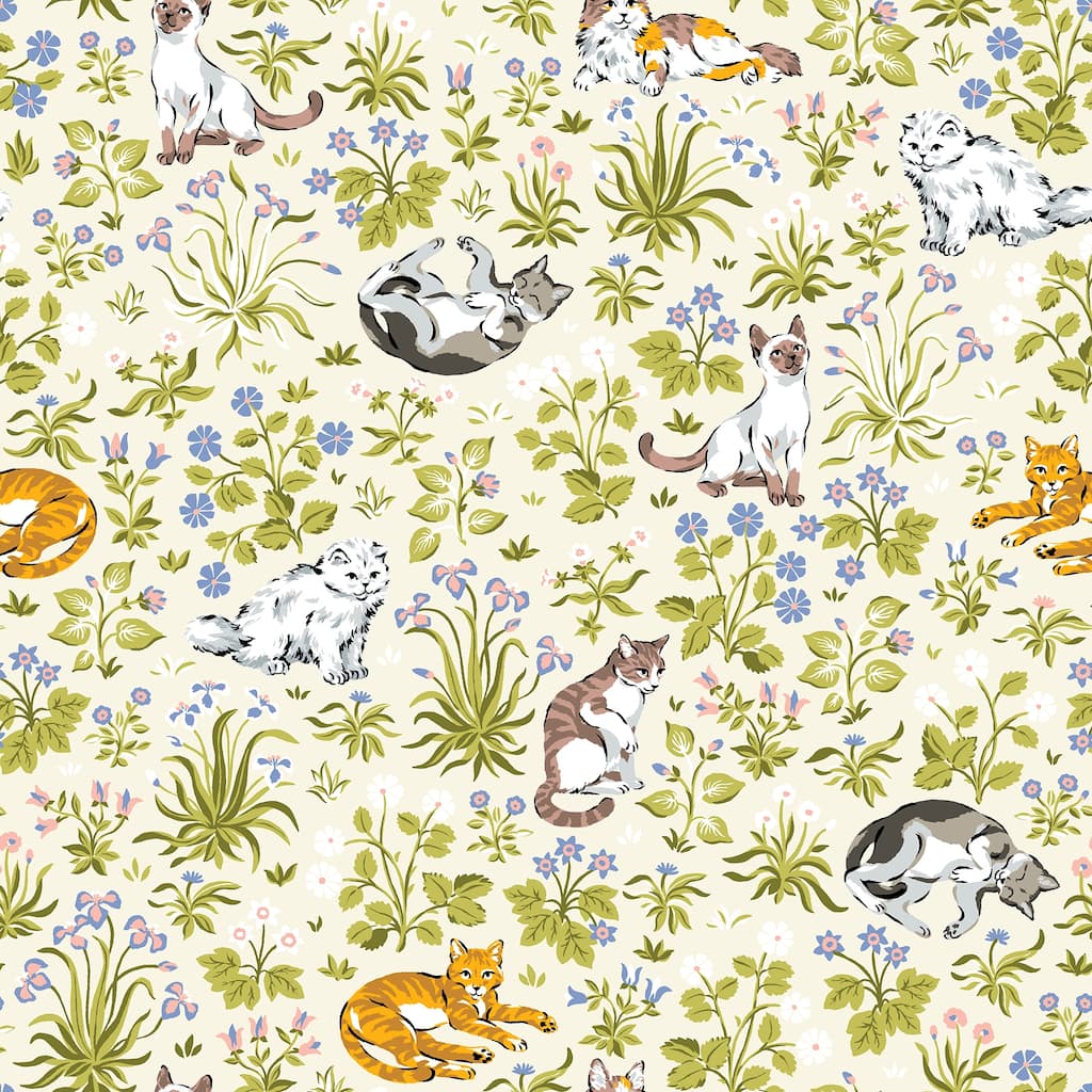 Must Love Cats Linen Peel and Stick Wallpaper